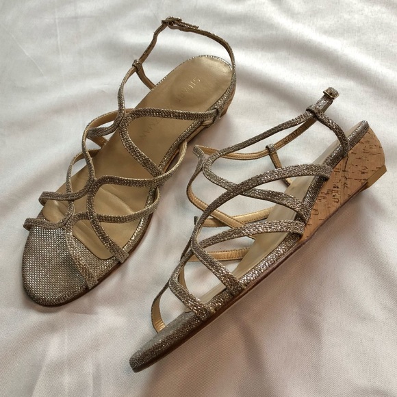 Stuart Weitzman Turning Down Wedge Glitter Sandal - Picture 2 of 10